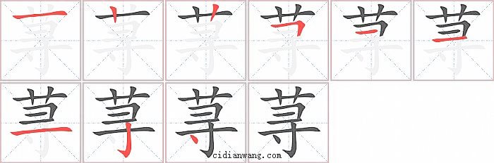 荨字笔顺分步演示图