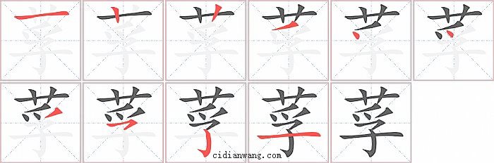 莩字笔顺分步演示图