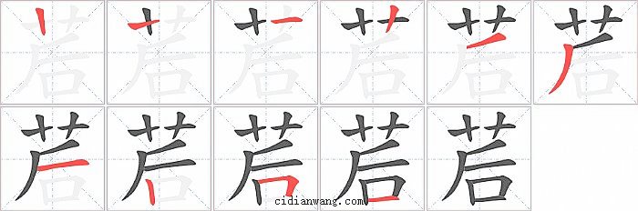 茩字笔顺分步演示图