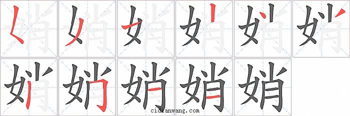 娋字笔顺分步演示图