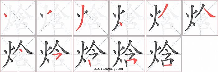 焓字笔顺分步演示图