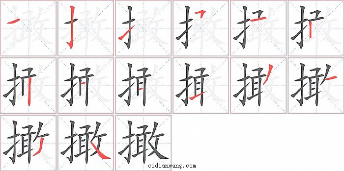 撖字笔顺分步演示图