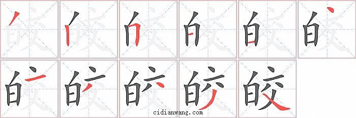 皎字笔顺分步演示图