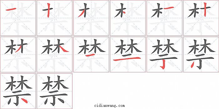 禁字笔顺分步演示图