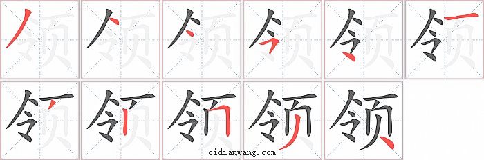 领字笔顺分步演示图