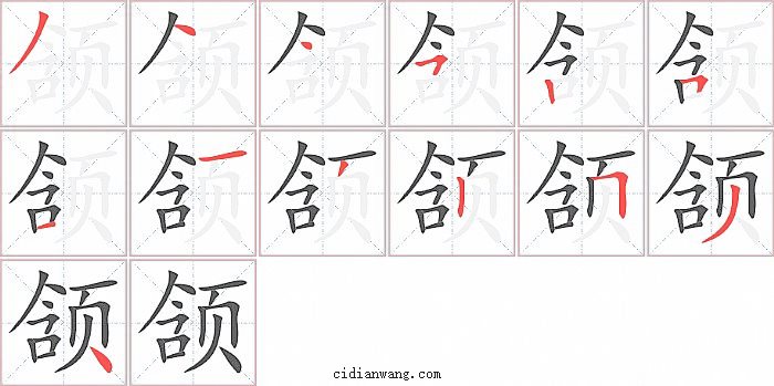 颔字笔顺分步演示图