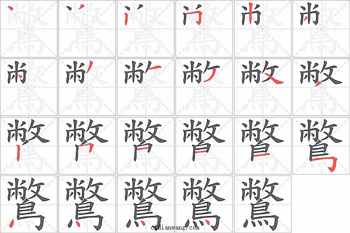 鷩字笔顺分步演示图