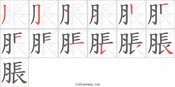 脹字笔顺分步演示图