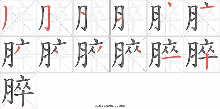 脺字笔顺分步演示图