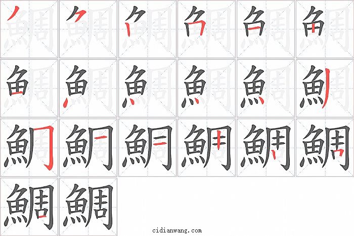 鯛字笔顺分步演示图