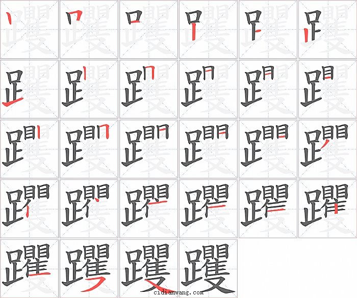 躩字笔顺分步演示图