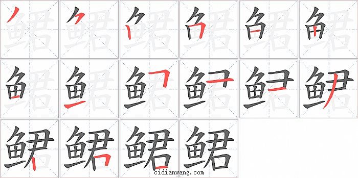 鲪字笔顺分步演示图