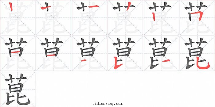 菎字笔顺分步演示图