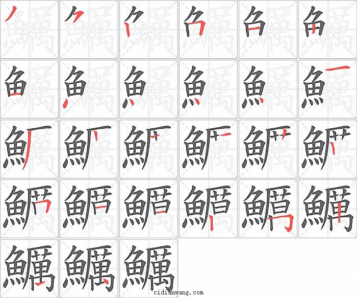 鱱字笔顺分步演示图