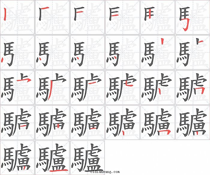 驢字笔顺分步演示图