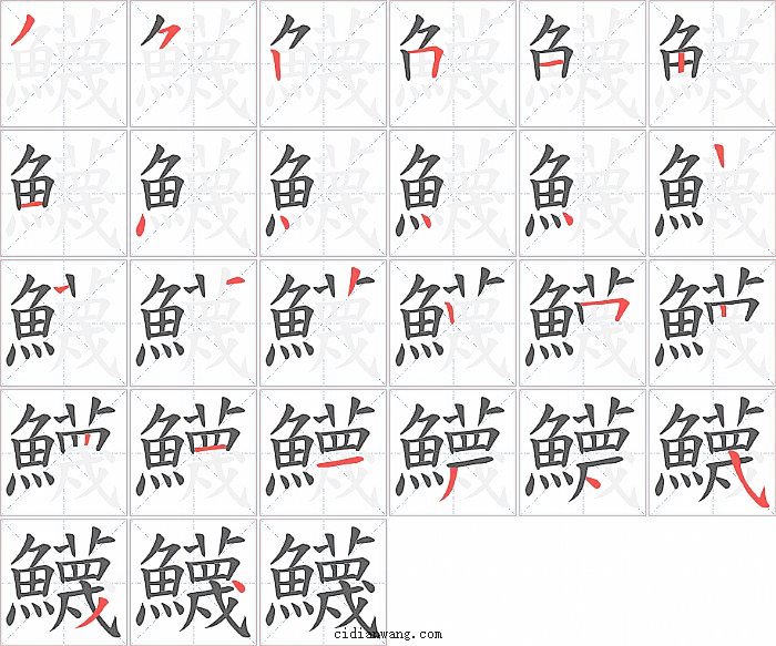 鱴字笔顺分步演示图