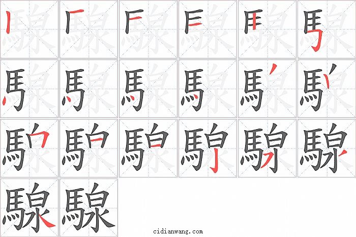 騡字笔顺分步演示图