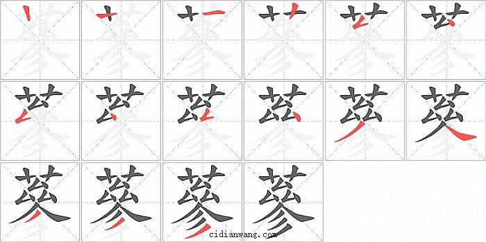 蔘字笔顺分步演示图