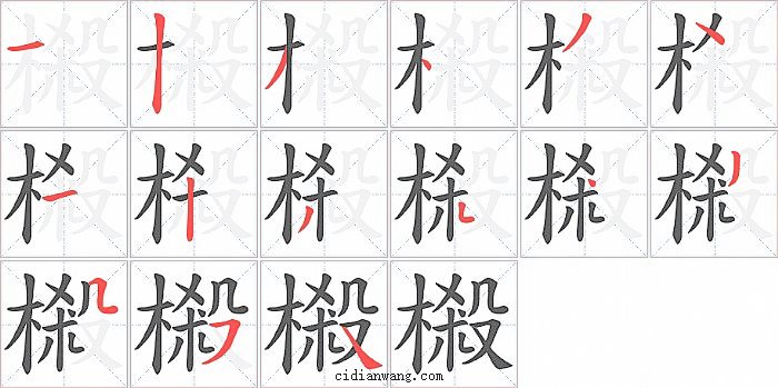 樧字笔顺分步演示图