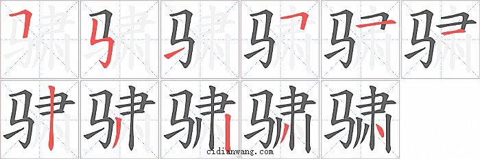 骕字笔顺分步演示图