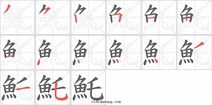 魠字笔顺分步演示图