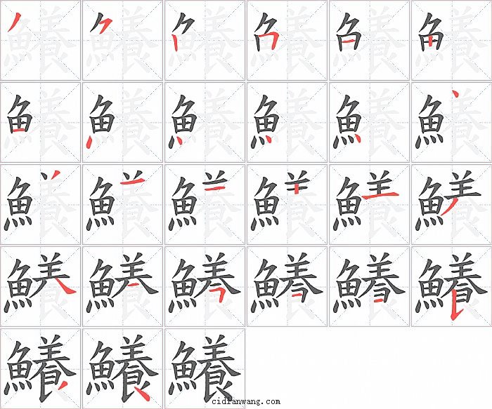 鱶字笔顺分步演示图