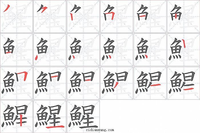 鯹字笔顺分步演示图