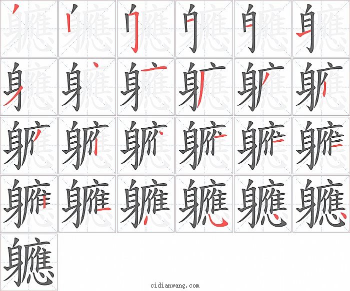 軈字笔顺分步演示图