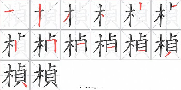 楨字笔顺分步演示图