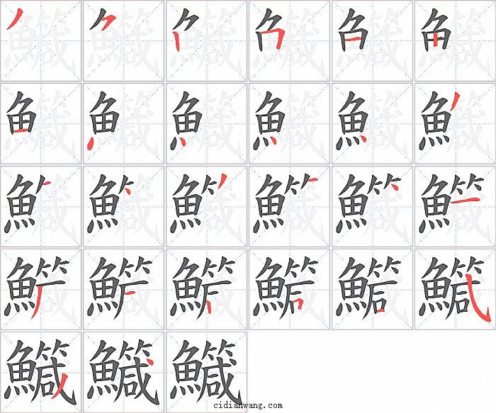 鱵字笔顺分步演示图