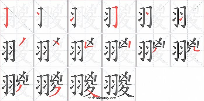 翪字笔顺分步演示图