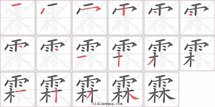 霖字笔顺分步演示图