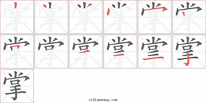 掌字笔顺分步演示图