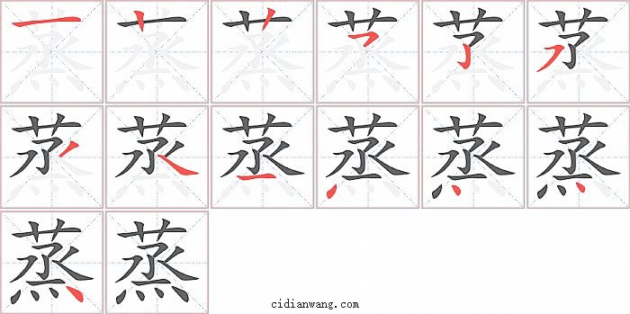 蒸字笔顺分步演示图