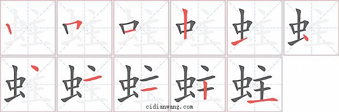 蛀字笔顺分步演示图