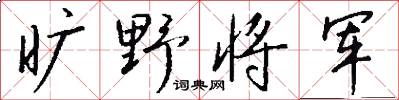 旷野将军怎么写好看