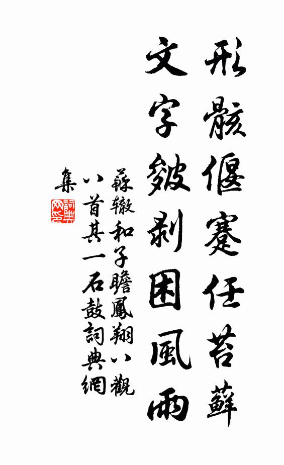 苏辙形骸偃蹇任苔藓，文字皴剥困风雨书法作品欣赏