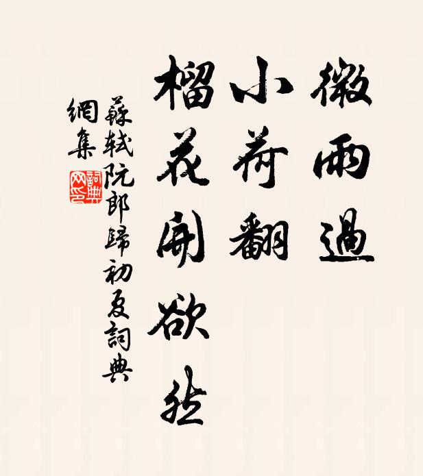 苏轼微雨过,小荷翻。榴花开欲然。书法作品欣赏