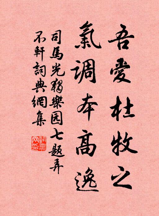 司马光吾爱杜牧之，气调本高逸书法作品欣赏