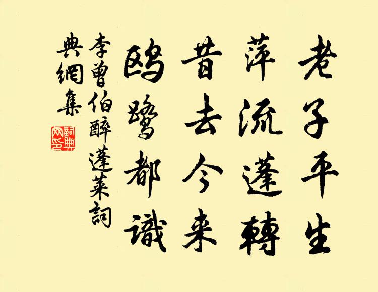 李曾伯老子平生，萍流蓬转，昔去今来，鸥鹭都识书法作品欣赏