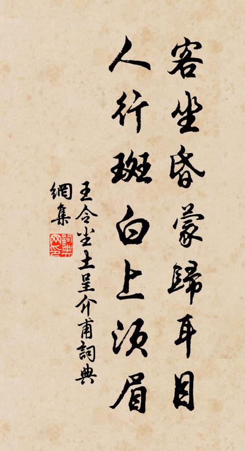 王令客坐昏蒙归耳目，人行斑白上须眉书法作品欣赏