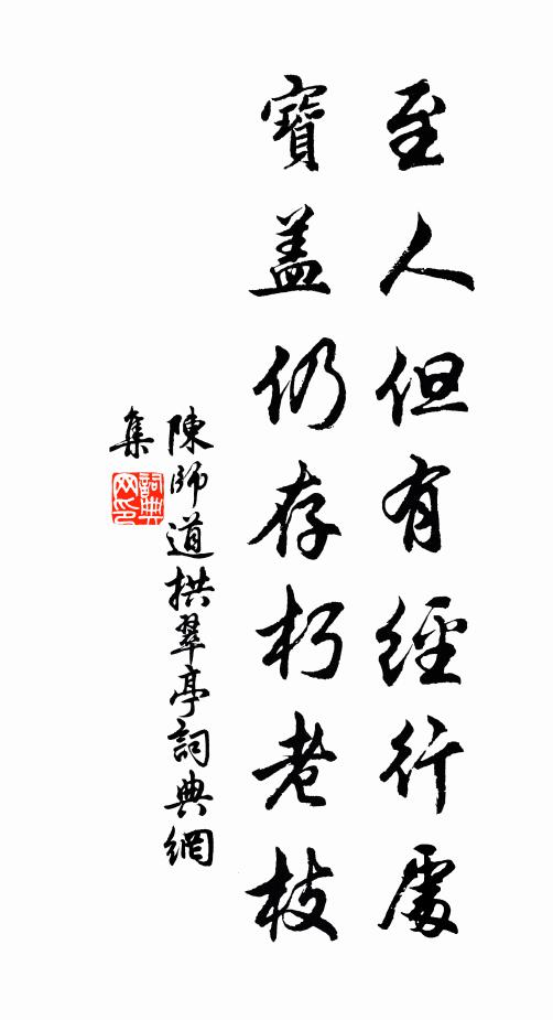陈师道至人但有经行处，宝盖仍存朽老枝书法作品欣赏