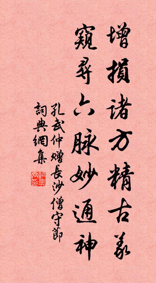 孔武仲增损诸方精古义，窥寻六脉妙通神书法作品欣赏