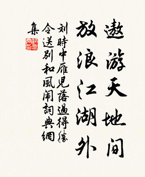 刘时中遨游天地间，放浪江湖外书法作品欣赏