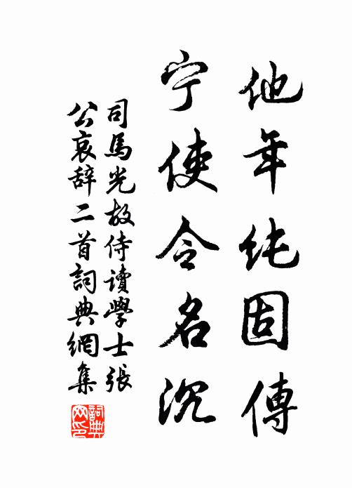 司马光他年纯固传，宁使令名沉书法作品欣赏