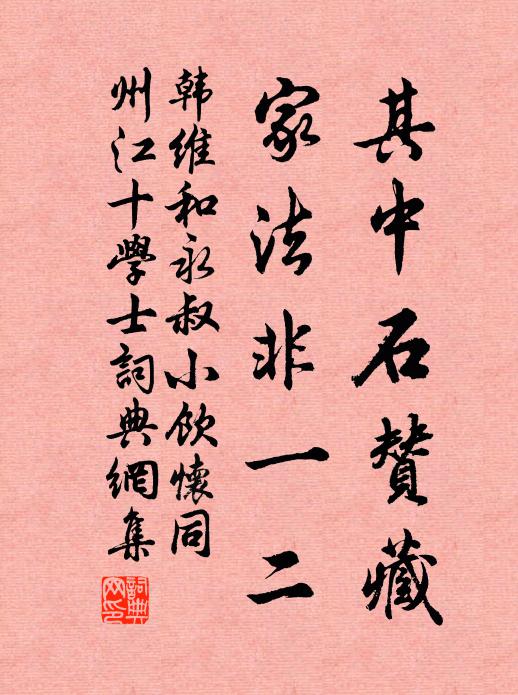 韩维其中石赞藏，家法非一二书法作品欣赏