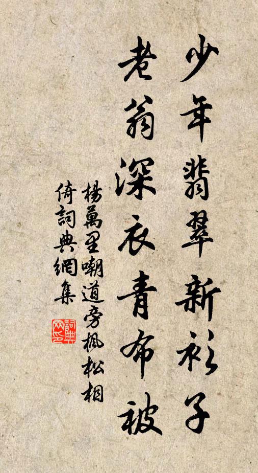 杨万里少年翡翠新衫子，老翁深衣青布被书法作品欣赏
