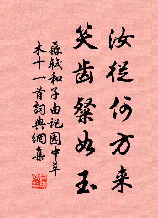 苏轼汝从何方来，笑齿粲如玉书法作品欣赏