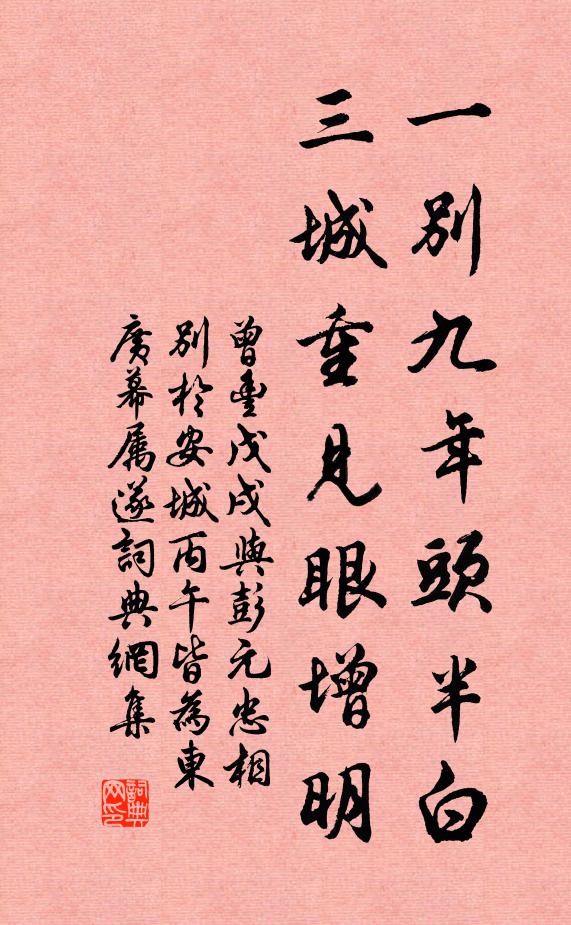 曾丰一别九年头半白，三城重见眼增明书法作品欣赏