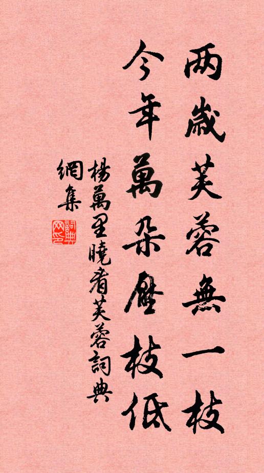 杨万里两岁芙蓉无一枝，今年万朵压枝低书法作品欣赏